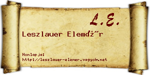 Leszlauer Elemér névjegykártya